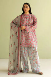 Digital printed Lawn with 4 side printed Lawn Dopatta
